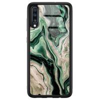 Samsung Galaxy A50 glazen hardcase - Green waves - thumbnail
