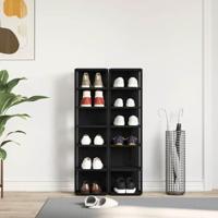 Schoenenkasten 2 st 25x27x102 cm bewerkt hout zwart eikenkleur - thumbnail