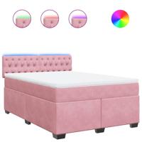 Boxspring met matras fluweel roze 140x200 cm - thumbnail