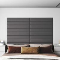 Wandpanelen 12 st 1,62 m 90x15 cm kunstleer grijs - thumbnail