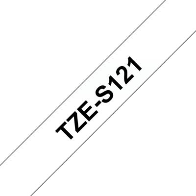 Brother TZe-S121 Labeltape extra sterk klevend Tapekleur: Transparant Tekstkleur: Zwart 9 mm 8 m