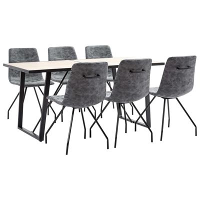 vidaXL 7-delige Eethoek kunstleer zwart