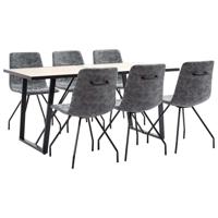 vidaXL 7-delige Eethoek kunstleer zwart - thumbnail