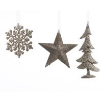 10 stuks! Hanger Kerstbal plastic glitter champagne Decoris - Decoris - thumbnail