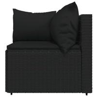 4-delige Loungeset met kussens poly rattan zwart - thumbnail