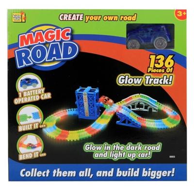 Kids Fun Magic Road autobaan glow in the dark 136 delig blauw Kids Fun Magic Road autobaan glow in the dark 136 delig blauw