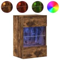 Wandkasten met LED-verlichting voor tv 2 st 40x30x60,5 cm gerookt eikenkleurig - thumbnail