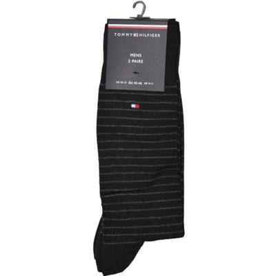Tommy Hilfiger Men Small Stripe Sock Black 2-Pack-39/42