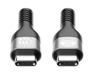 Manhattan USB-laadkabel USB-C stekker 2.00 m Zwart Stekker past op beide manieren, Afgeschermd (dubbel) 356367 - thumbnail