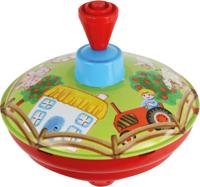 Bromtol van metaal met opdruk van een boerderij 13 cm doorsnee - thumbnail