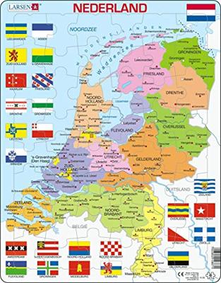 Selecta Larsen legpuzzel kaart nederland met provincies en vlaggen, 48st.
