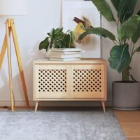 Kastdeuren met latwerk 2 st 39,5x39,5 cm massief grenenhout - thumbnail