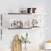 Plankdragers 4 st 40x2,5x25 cm roestvrijstaal zilverkleurig - thumbnail