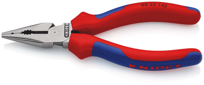 Knipex Spitse kombitang | Meer-componentengrepen | Zwart geatramenteerd | Lengte 145 mm | Zelfbedieningskaart/blister - 08 22 145 SB