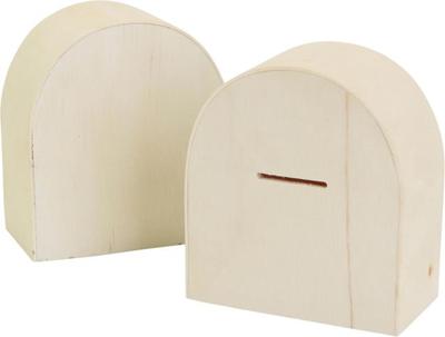 Creativ Company Houten spaarpot met halve ronding 10x9cm, 12st.
