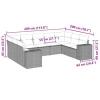 10-delige Loungeset met kussens poly rattan zwart - thumbnail