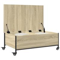 Salontafel met wielen 91x55x34 cm bewerkt hout sonoma eiken - thumbnail