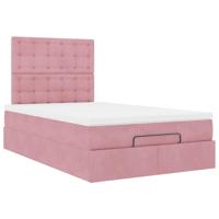Ottoman bed met matrassen en LED's 90x190cm fluweel roze - thumbnail