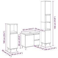 3-delige badkamermeubelset Zwart eiken Bewerkt hout - thumbnail