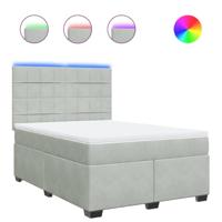 Boxspring met matras fluweel lichtgrijs 160x200 cm - thumbnail