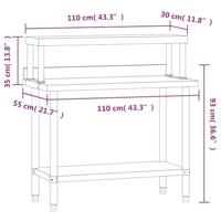 VidaXL Keukenwerktafel met bovenschap 110x55x120 cm roestvrij staal - thumbnail