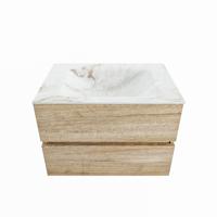 MONDIAZ VICA-DLUX 70cm badmeubel onderkast Washed Oak 2 lades. Inbouw wastafel CLOUD midden 1 kraangat, kleur Frappe. - thumbnail
