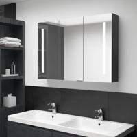 Badkamerkast met spiegel en LED 89x14x62 cm glanzend zwart - thumbnail