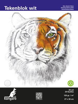 Kangaro K-5341 Tekenblok 27x36cm 120 Gr 20 Vel Wit Fijne Korrel Kopgelijmd Kangaro K-5341 Tekenblok 27x36cm 120 Gr 20 Vel Wit Fijne Korrel Kopgelijmd