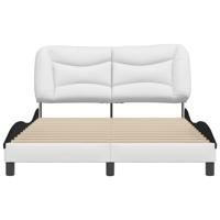 Bedframe met hoofdbord kunstleer zwart en wit 140x200 cm - thumbnail
