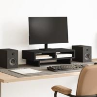 VidaXL Monitorstandaard 50x27x15 cm bewerkt hout zwart - thumbnail
