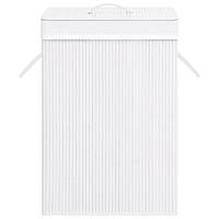 VidaXL Wasmand met 2 vakken 72 l bamboe wit - thumbnail