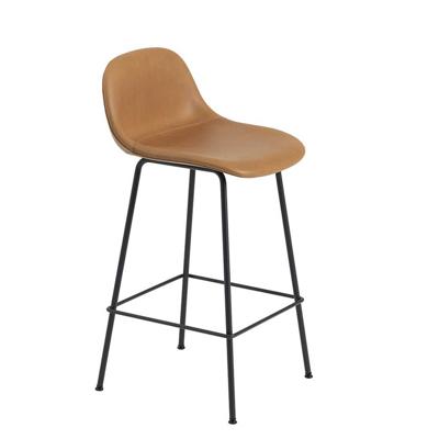 Muuto Fiber barkruk met rugleuning gestoffeerd H65 black