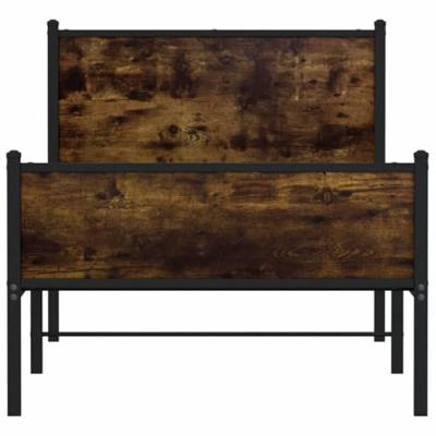 Bedframe zonder matras metaal gerookt eikenkleurig 75x190 cm
