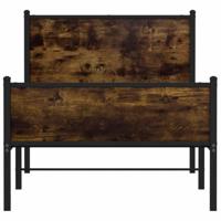 Bedframe met hoofd-en voeteneinde metaal gerookt eiken 75x190cm - thumbnail