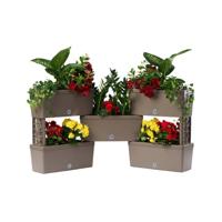 Bama Brick Koppelbare Plantenbakken 75L 59x23x27 cm 5 Stuks Taupe - thumbnail