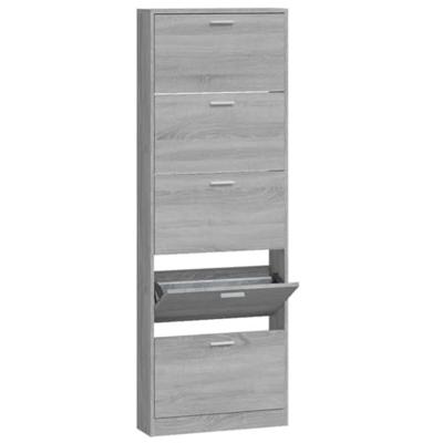 Schoenenkast 59x17x169 cm bewerkt hout grijs sonoma eikenkleur
