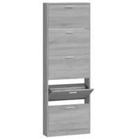 Schoenenkast 59x17x169 cm bewerkt hout grijs sonoma eikenkleur - thumbnail