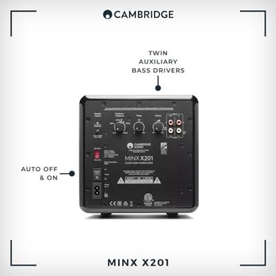 Cambridge Audio Minx X201-200 Watt actieve subwoofer met twee extra basdrivers en volledig instelbaar geluid - Zwart