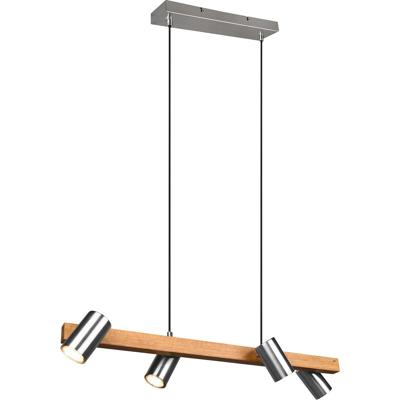 LED Hanglamp 4-lichts Rond - Mat Bruin/Nikkel Aluminium - GU10 Fitting