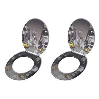 Toiletbrillen met deksels 2 st New York MDF