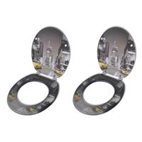 Toiletbrillen met deksels 2 st New York MDF - thumbnail