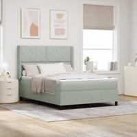 Boxspring bed met hoofdeinde Lichtgrijs 140 x 200 cm Fluweel - thumbnail