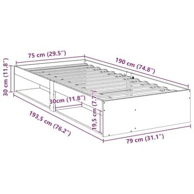 Bedbank zonder matras wasbruin 75x190 cm massief grenenhout