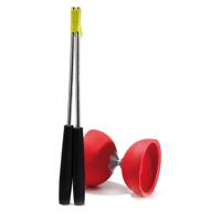Eureka Rubber diabolo met aluminium stokken - rood - thumbnail