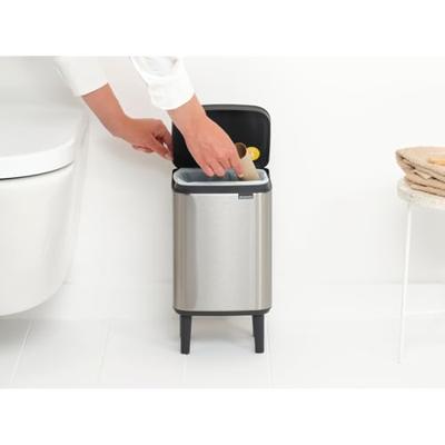 Brabantia Bo hi afvalemmer 4 liter met kunststof binnenemmer matt steel fingerprint proof - thumbnail
