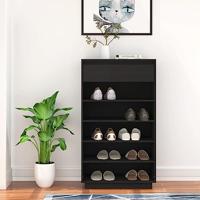 Schoenenkast 60x34x105 cm massief grenenhout zwart - thumbnail