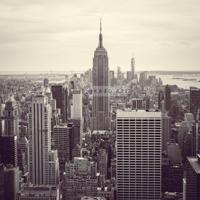 Schilderij - Empire state building, New York, zwart/wit, premium print, 3 maten - thumbnail