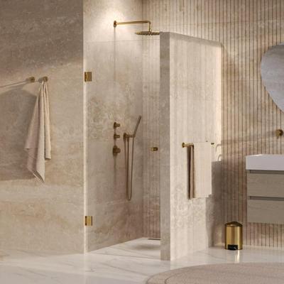 BRAUER Void Carving nisdeur helder glas 60x200 omkeerbaar incl. glascoating PVD goud geborsteld