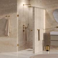 BRAUER Void Carving nisdeur helder glas 60x200 omkeerbaar incl. glascoating PVD goud geborsteld - thumbnail