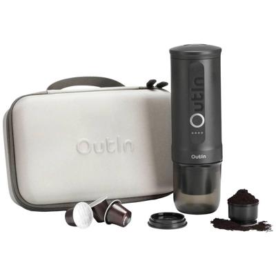 Outin - Draagbare elektrische espressomachine met beschermkoffer - Nano reis cadeauset - snelle waterverwarming - Italiaans design - capsules & gemalen koffie - 20 bar - draagbare koffiemachine - reis & camping koffiezetapparaat -12 volt - Zwart/Grijs Outin - Draagbare elektrische espressomachine met beschermkoffer - Nano reis cadeauset - snelle waterverwarming - Italiaans design - capsules & gemalen koffie - 20 bar - draagbare koffiemachine - reis & camping koffiezetapparaat -12 volt - Zwart/Grijs